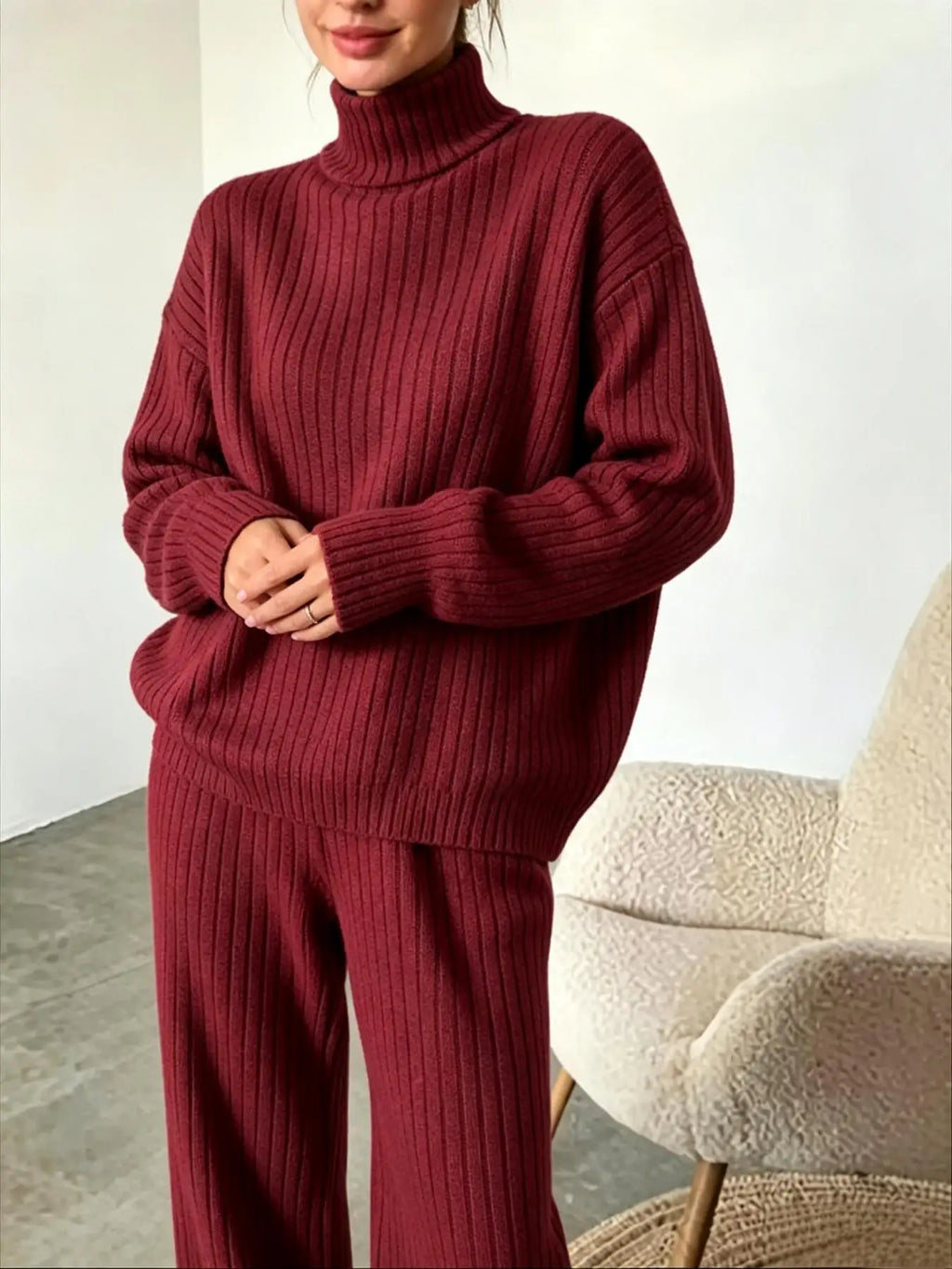Yudy Outfit Ribbed Long Sleeve Two Piece Sets