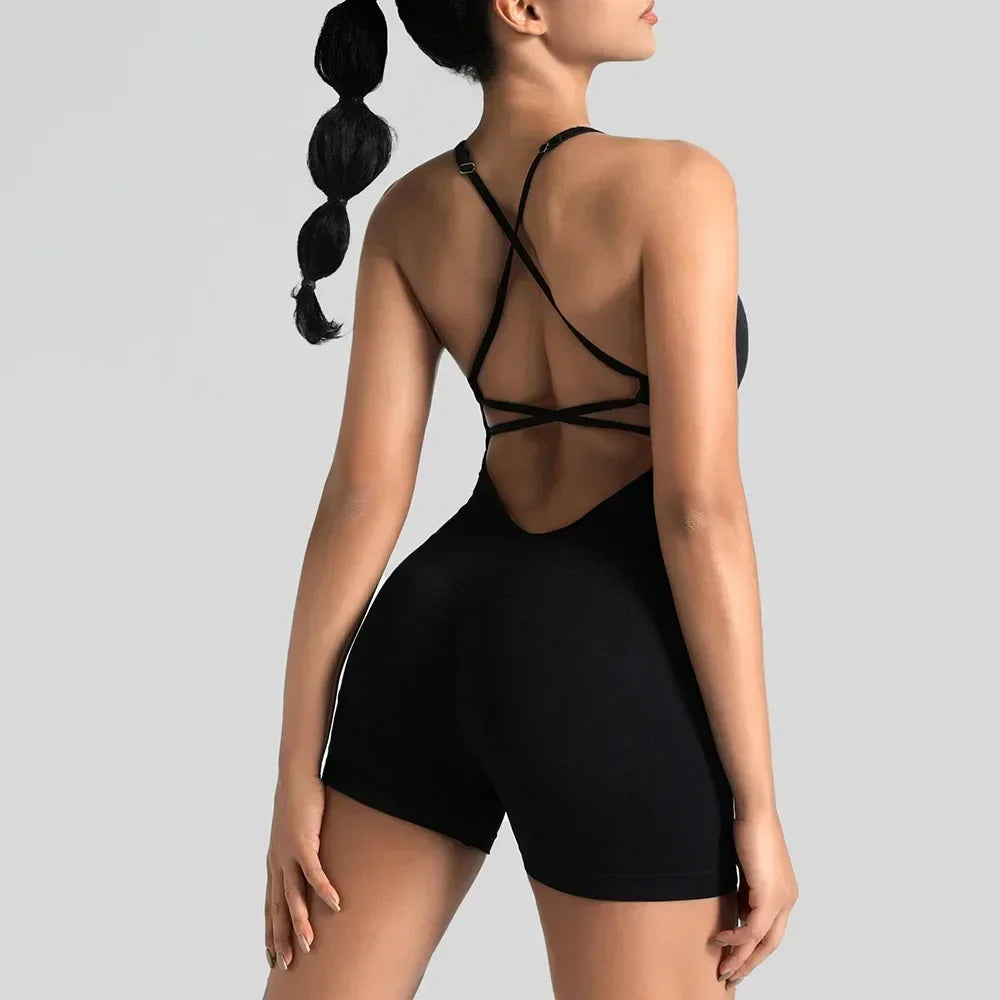 Hershey Tight Fitting High Elasticity Integrated Exercise Workwear Sports Jumpsuit