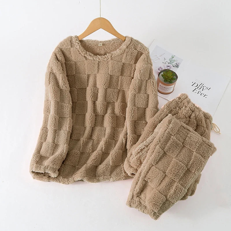 Lia Autumn Winter Plaid O-Neck Pullover Two Piece Sets