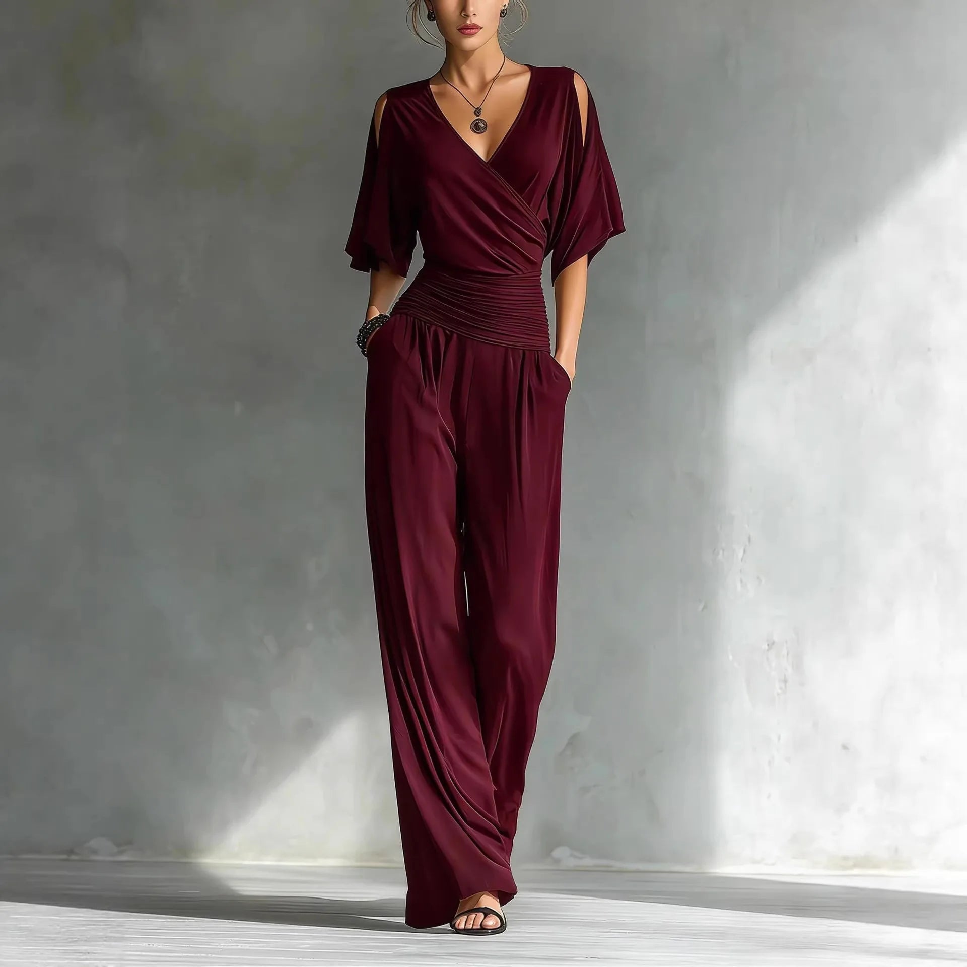 Jumpsuit Women Disfraz Mujer V-neck Loose Waist Slim Fit Jumpsuit Women's Summer New Fashion Temperament Jumpsuit