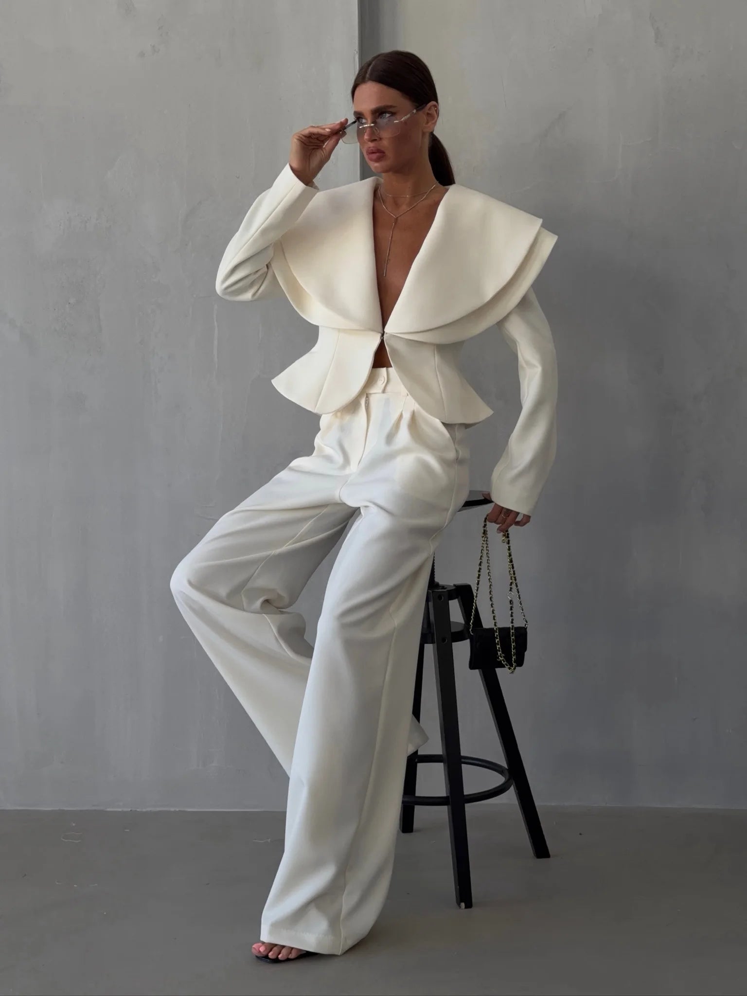 Laura Oversized Double Layer Lapel Two Piece Sets