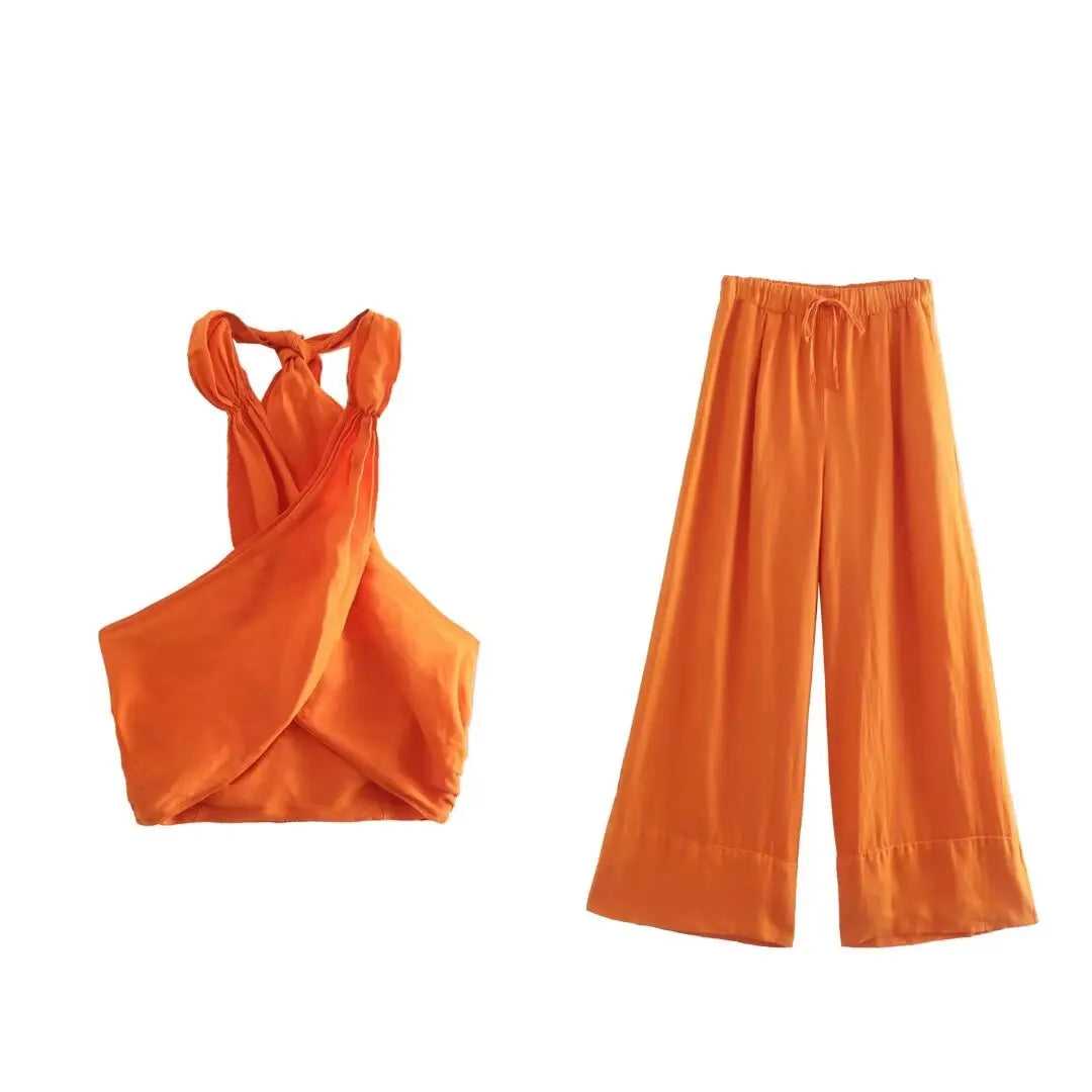Karla Sexy Casual Crossover Camisole Two Piece Sets