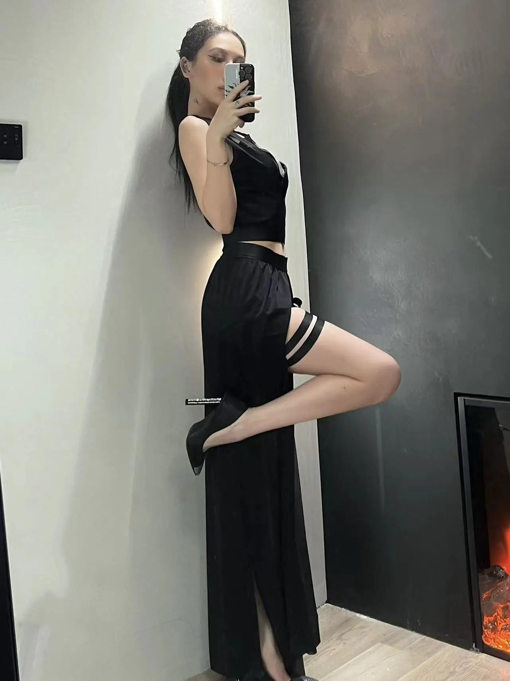 Leslie Goth Club Mesh Sexy Summer Two Piece Sets