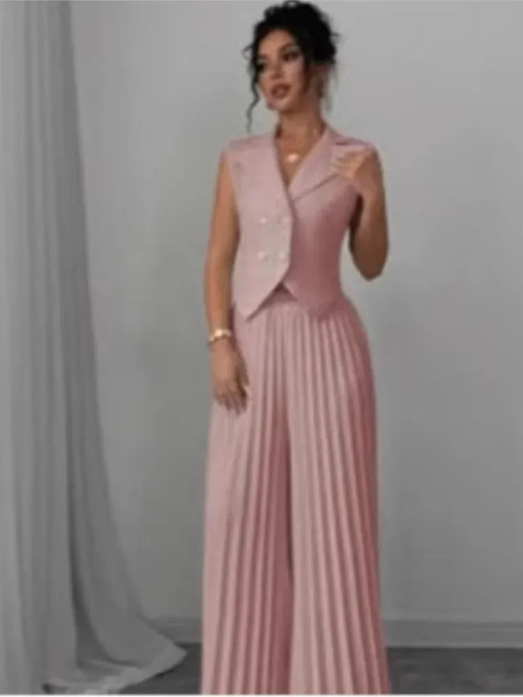 Jessy Fashion Solid Office Suit Casual Two Piece Set