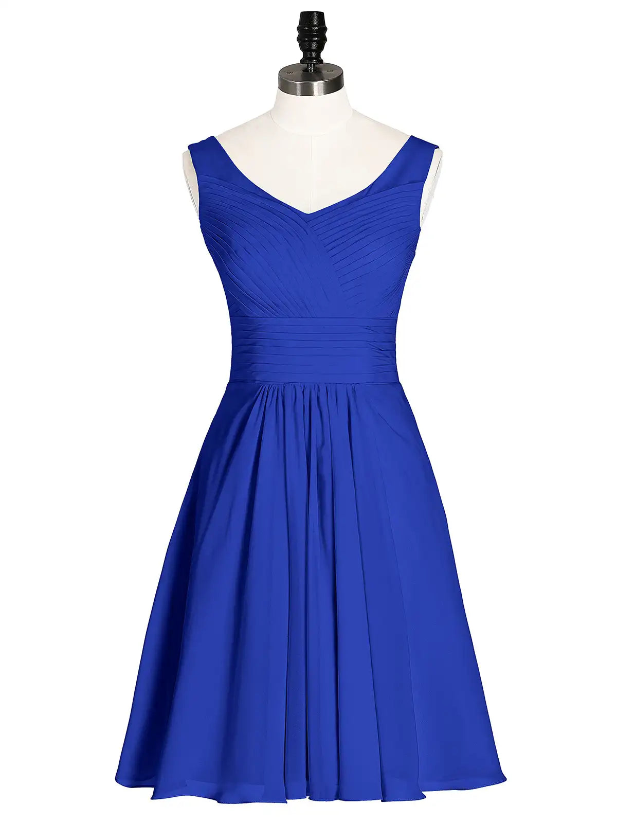 Clifton Plus Size Women Royal Blue A Line V neck Chiffon Dress
