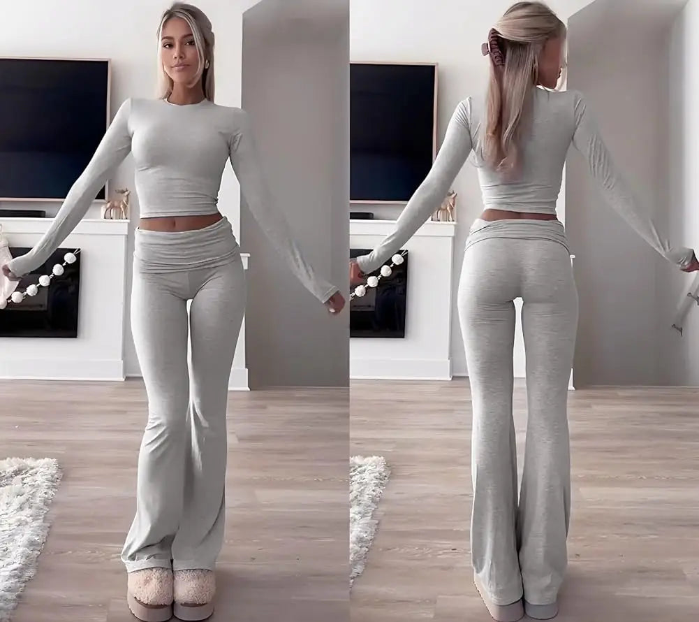 Victoria Casual Workout Outfits Long Sleeve Two Piece Sets