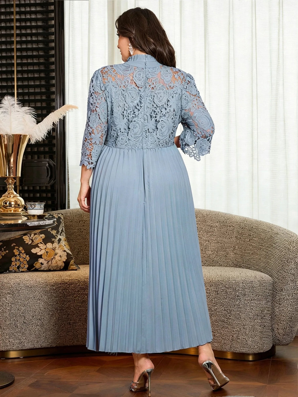 Lawrence Plus Size Lace Street Style Casual Big Size Oversized Maxi Dress