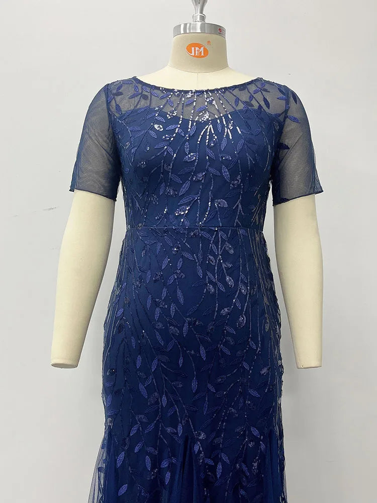 Creek Mountain Plus Size Sequin Mesh Mermaid Slim Evening Dress