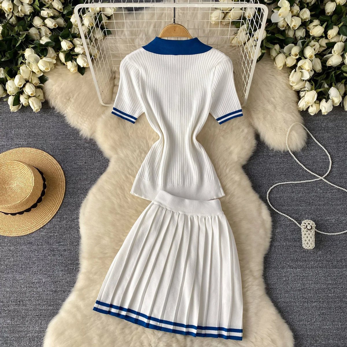 Fernanda Casual Streetwear Pleated Elegant Two Piece Sets