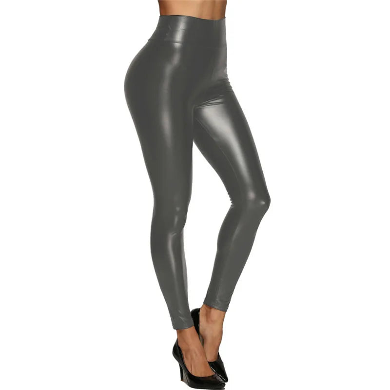 Maine Leggings Leather Large Multi Color High Waist Four Elastic Hip Lifting Pants