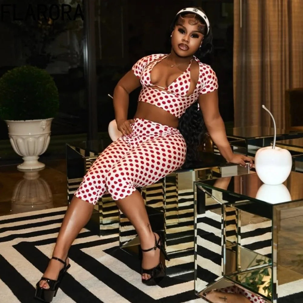 Mila Polka Dot Print Halter Two Piece Sets