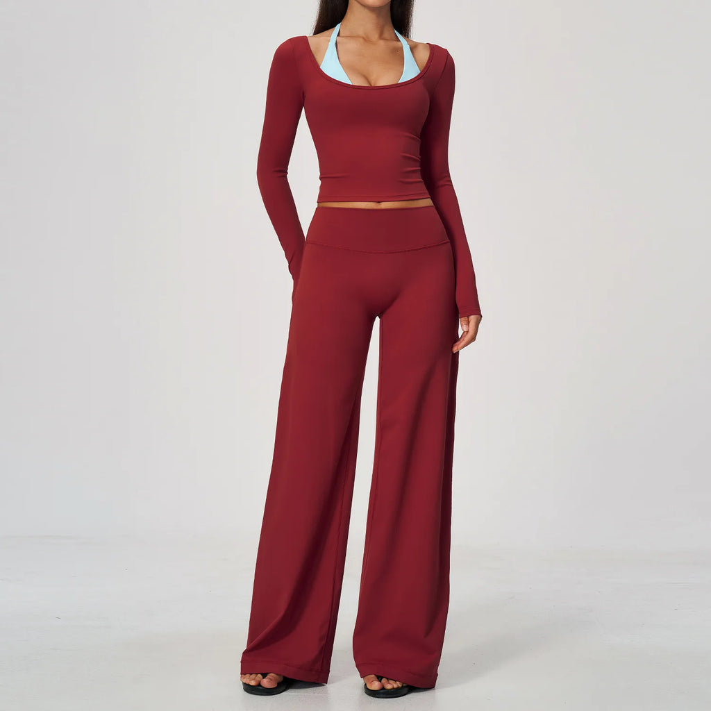 Camila Contrast Color Fitness Suit Tracksuit Two Piece Sets
