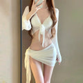 Sol Women's Long Sleeve Knit Bikini Two Piece Sets