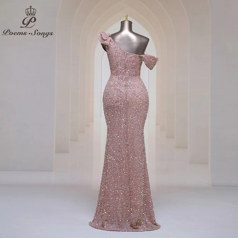 Georgia One Shoulder Evening Mermaid Sequins Party Maxi Dresses