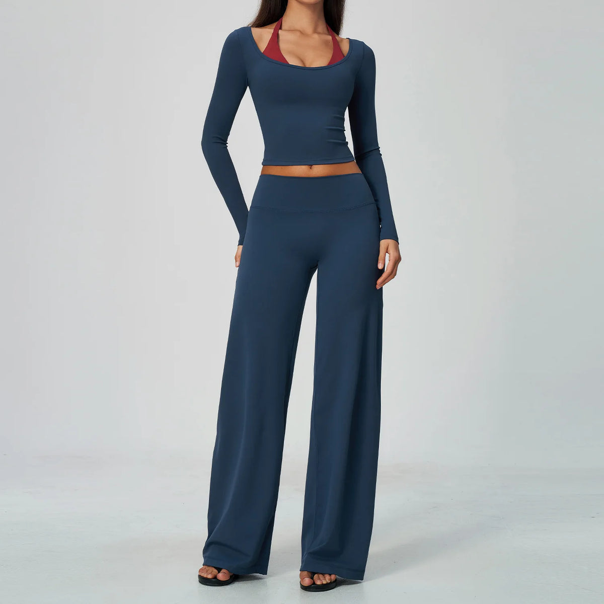 Camila Contrast Color Fitness Suit Tracksuit Two Piece Sets