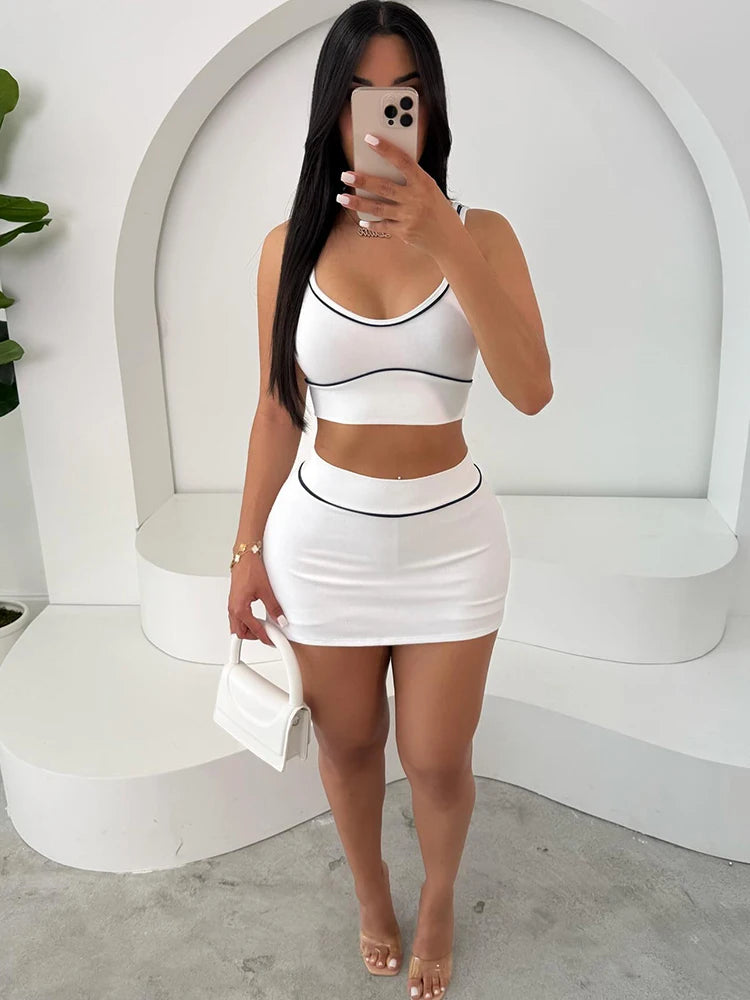 Veronica Stripe Panelled Square Neck Two Piece Sets