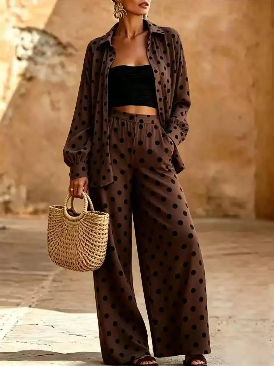 Rita Outfit Long Sleeve Lapel Button Two Piece Sets