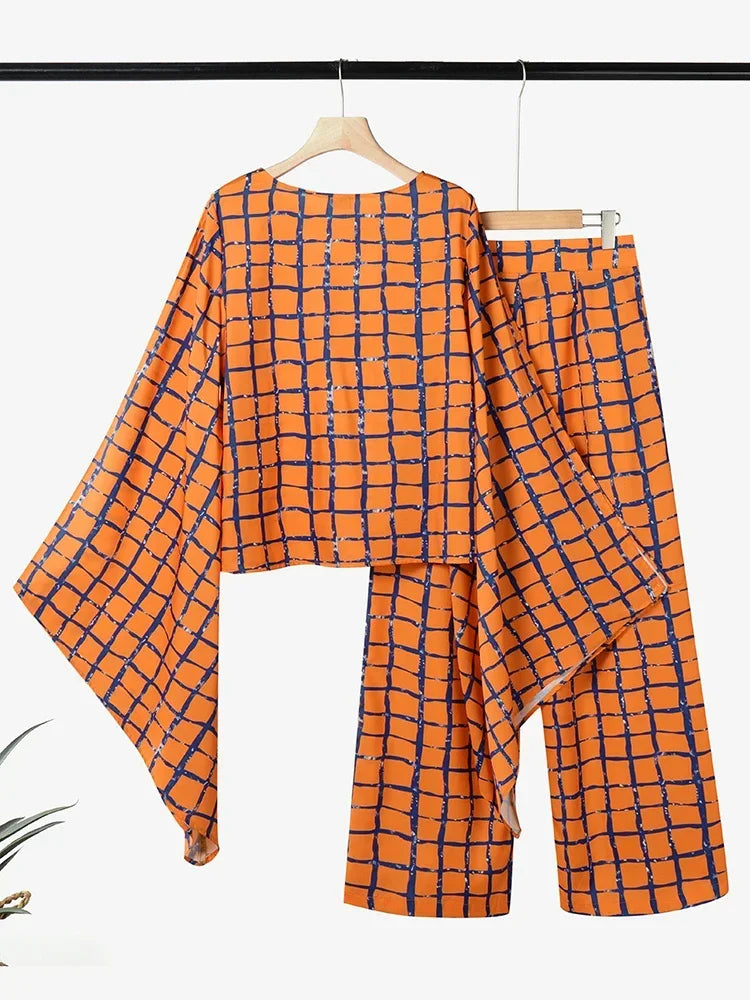 Adriana Vintage Print Casual Fashion 2 Piece Sets