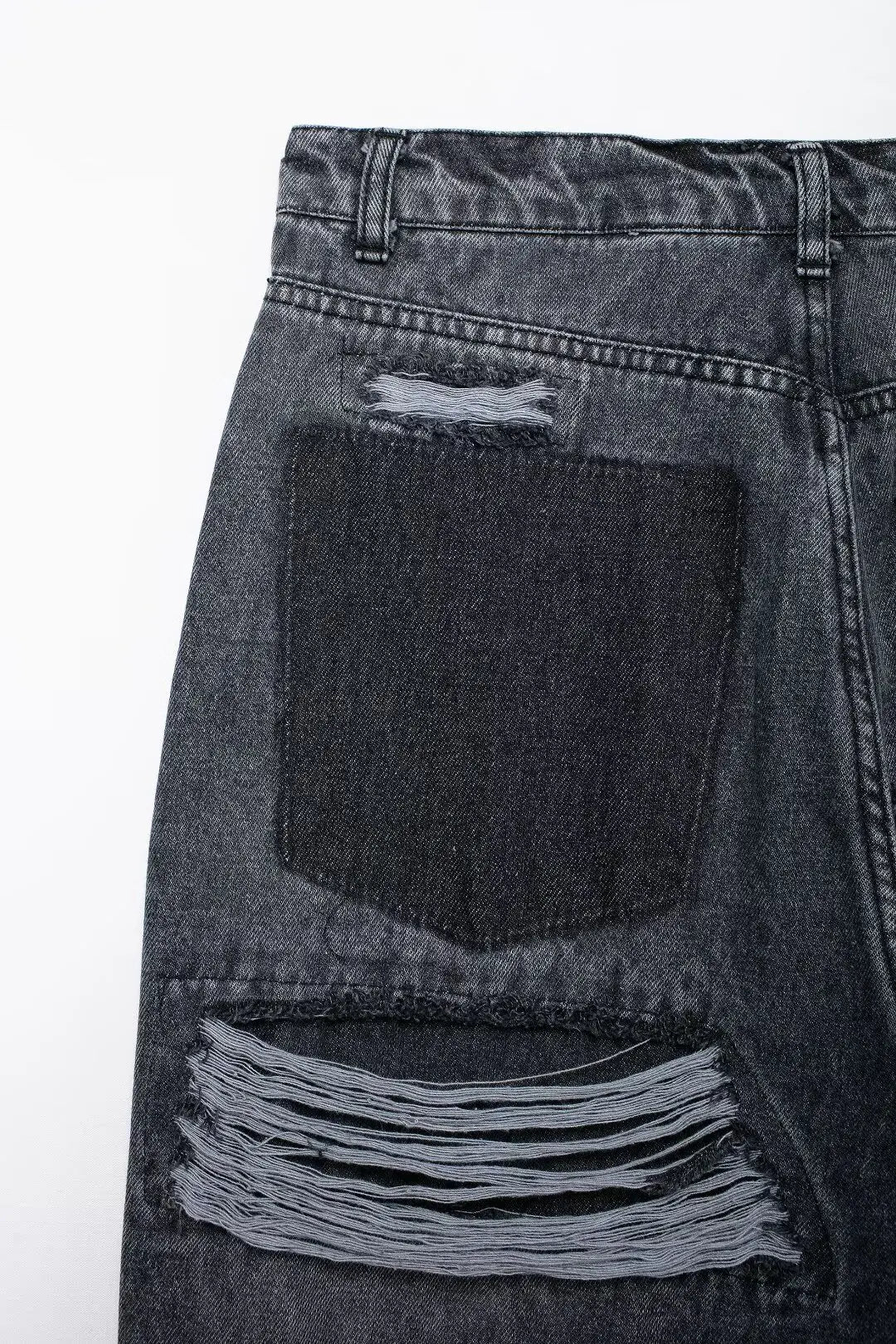 Jeans For Women 2024 Denim Solid Loose Zipper Fly Female Hole Trouser