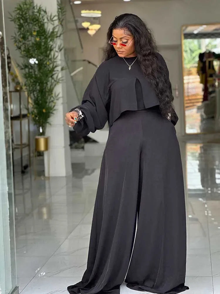 Amalia Long Sleeve Round Neck Matching Two Piece Sets