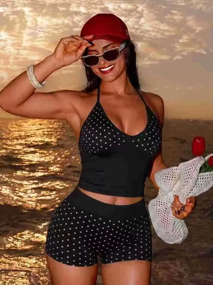 Monica Slim Fit V-Neck Halter Two-Piece Sets