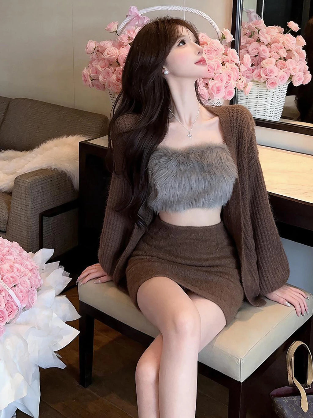 Lucero Long Sleeve Furry Inner Two Piece Sets