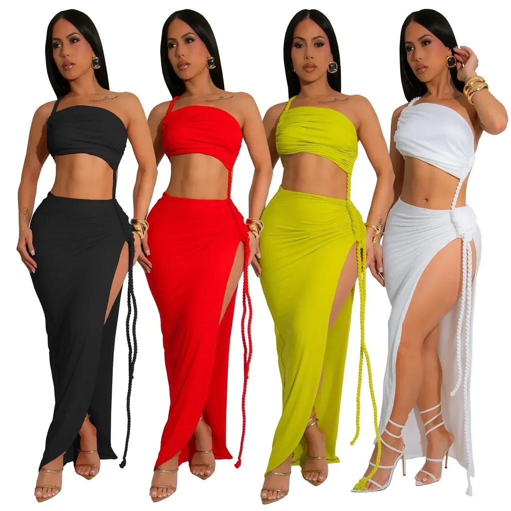 Jatnna Side Split Elegant And Sexy Two Piece Sets