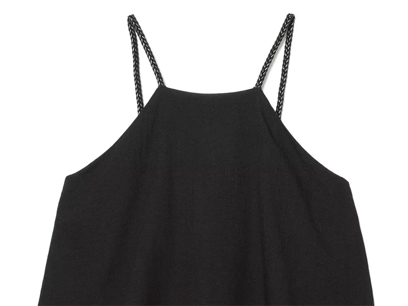 Women's Jumpsuit 2026 Summer New Style Black Strappy Double-Layer Woven Jumpsuit Elegant and Fashionable