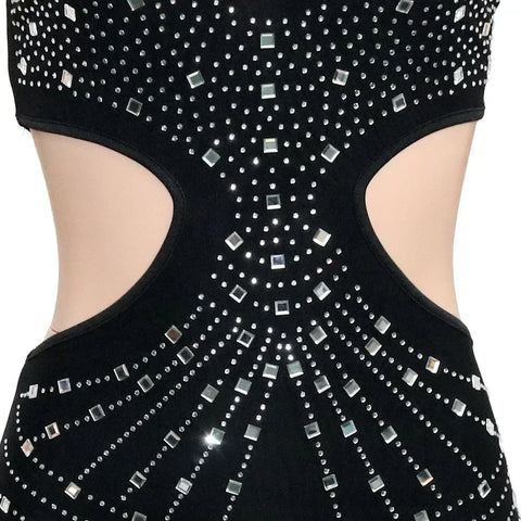 Gramercy Park Fashion Sexy Mesh Perspective Hot Drill Sleeveless Halter Jumpsuit