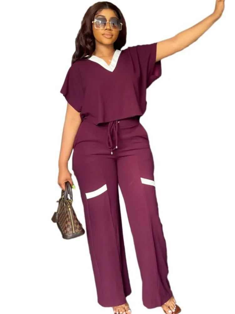 Maria Elegant Casual Short Sleeve Two Piece Sets
