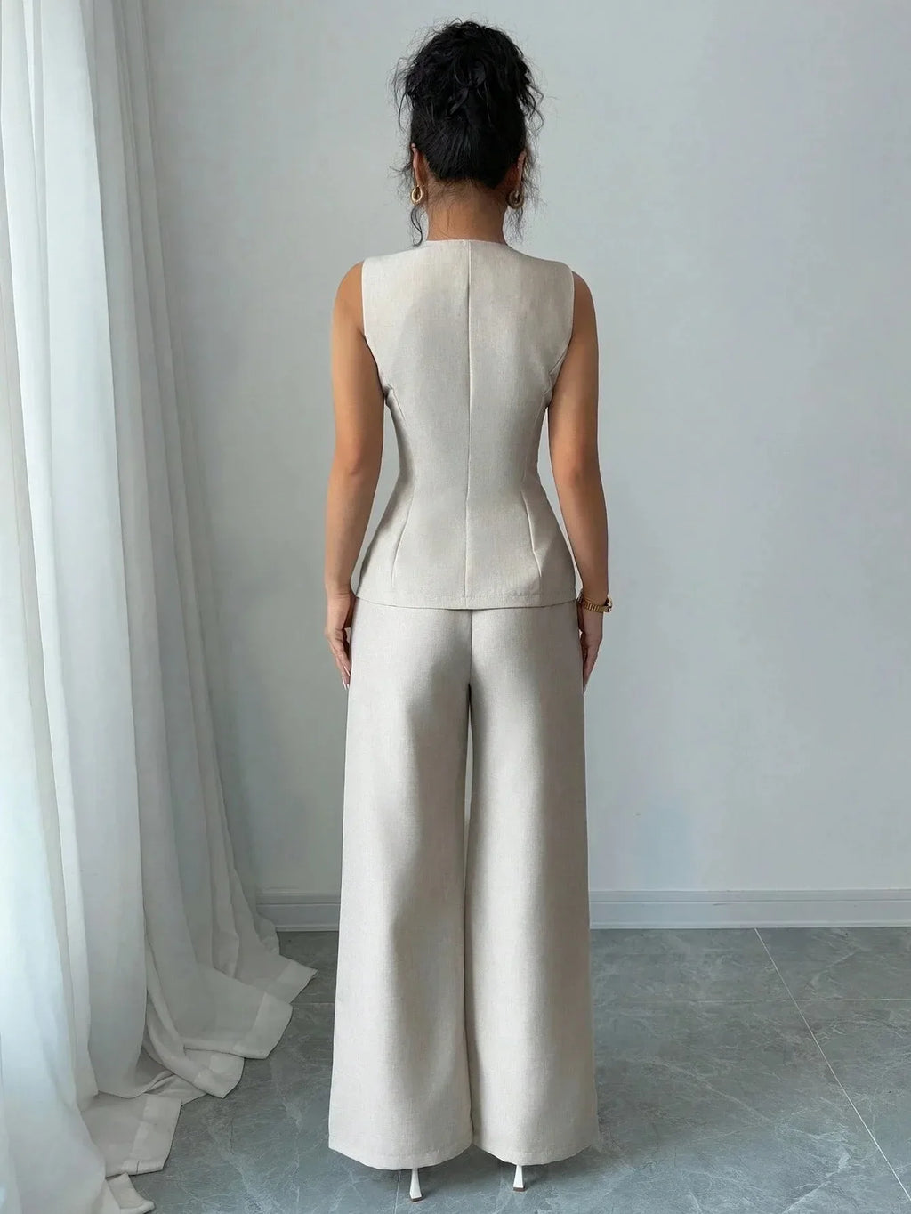 Mariana Casual Solid Color Round Neck Two-piece Set
