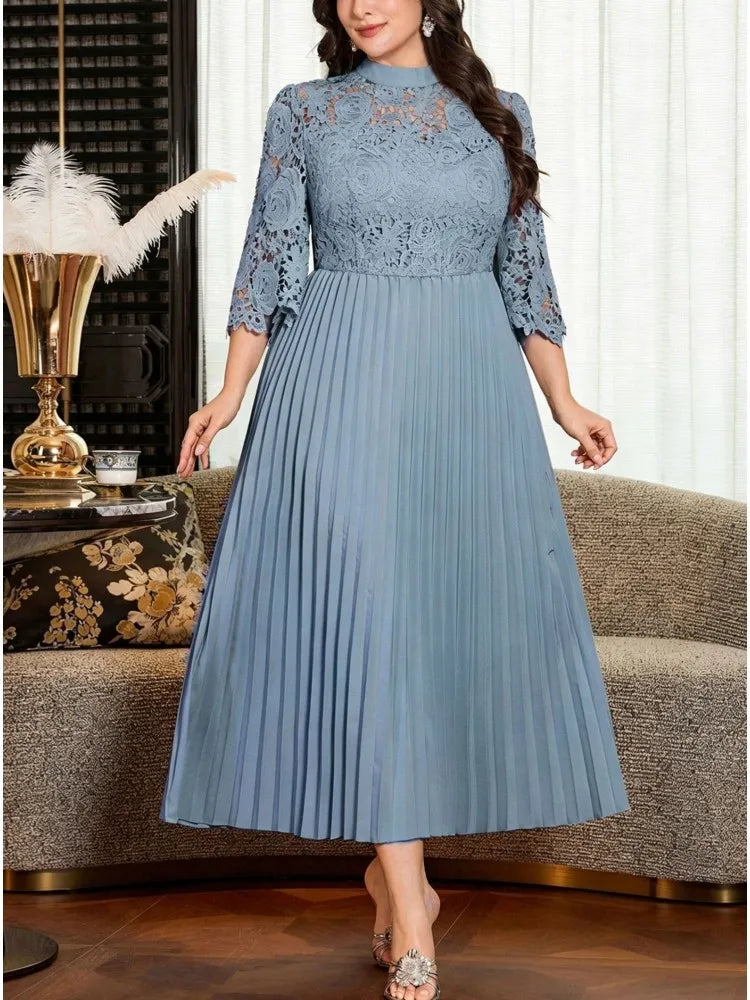 Lawrence Plus Size Lace Street Style Casual Big Size Oversized Maxi Dress