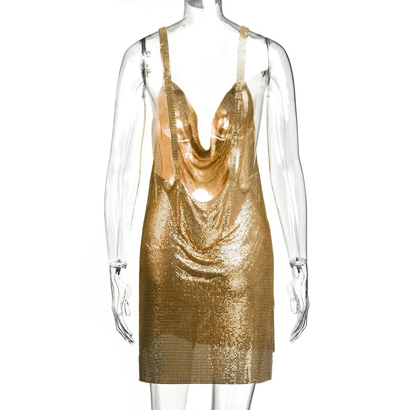 Yorktown Glitter V-Neck Lace-Up Sequin Bodycon Mini Dress