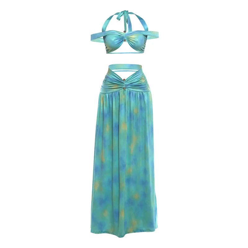 Francely High Waist Pleated Elegant Two Piece Sets