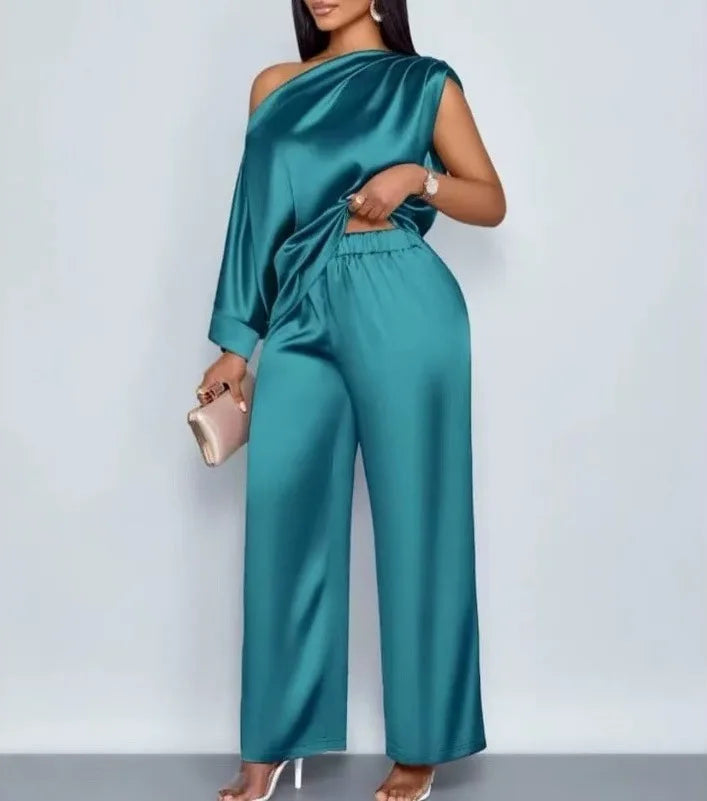 Amelia Skew Collar Sexy Slim Fit Two Piece Sets
