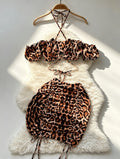 Ana Leopard Print Suits Sexy Off the Shoulder Two Piece Sets
