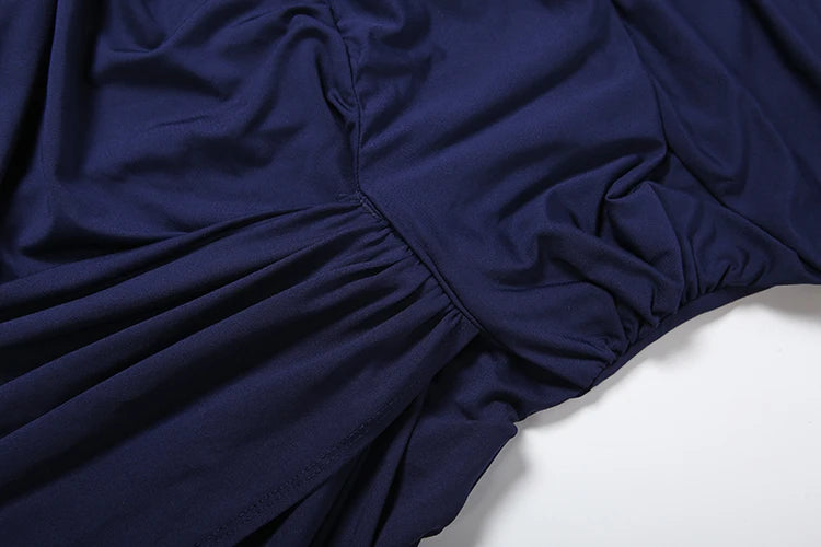 Madrid Folds Elegant Long Ribbon High Slit Chest Wrap Maxi Dress