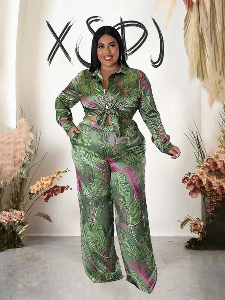 Masha Long Sleeve Outfit Plus Size Two Piece Sets