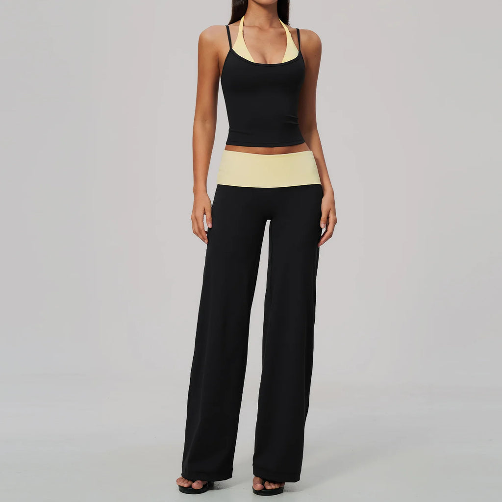 Camila Contrast Color Fitness Suit Tracksuit Two Piece Sets