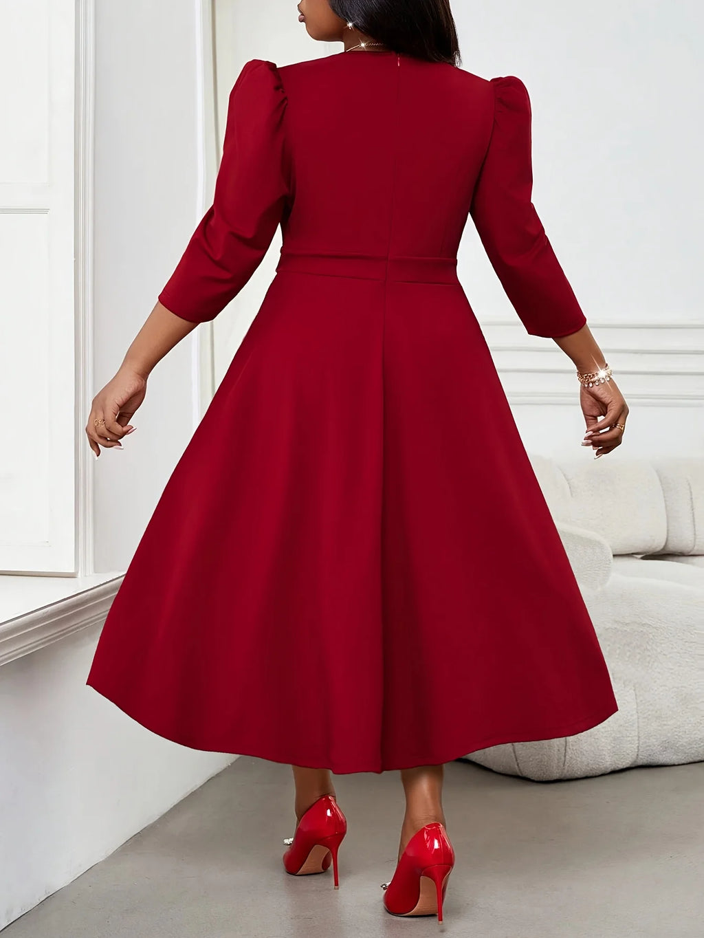 Atlanta Plus Size Elegant High Waist A-Line Office Maxi Dress