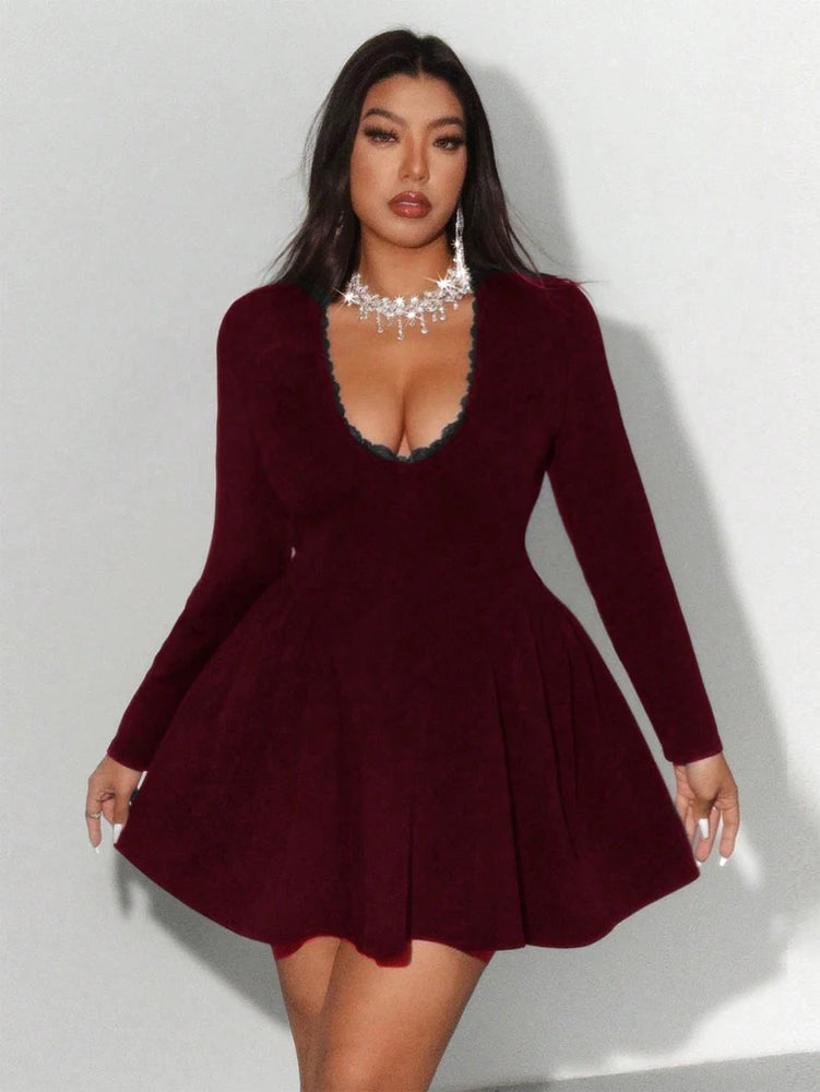 Denver Plus Size Lace Sexy Elegant Gown Party Outerwear Mini Dress