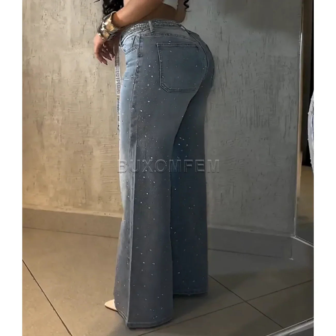 Matawan Drilled Straight Leg Stylish Baggy Streetwear Outfit Wide Leg Loose Jeans