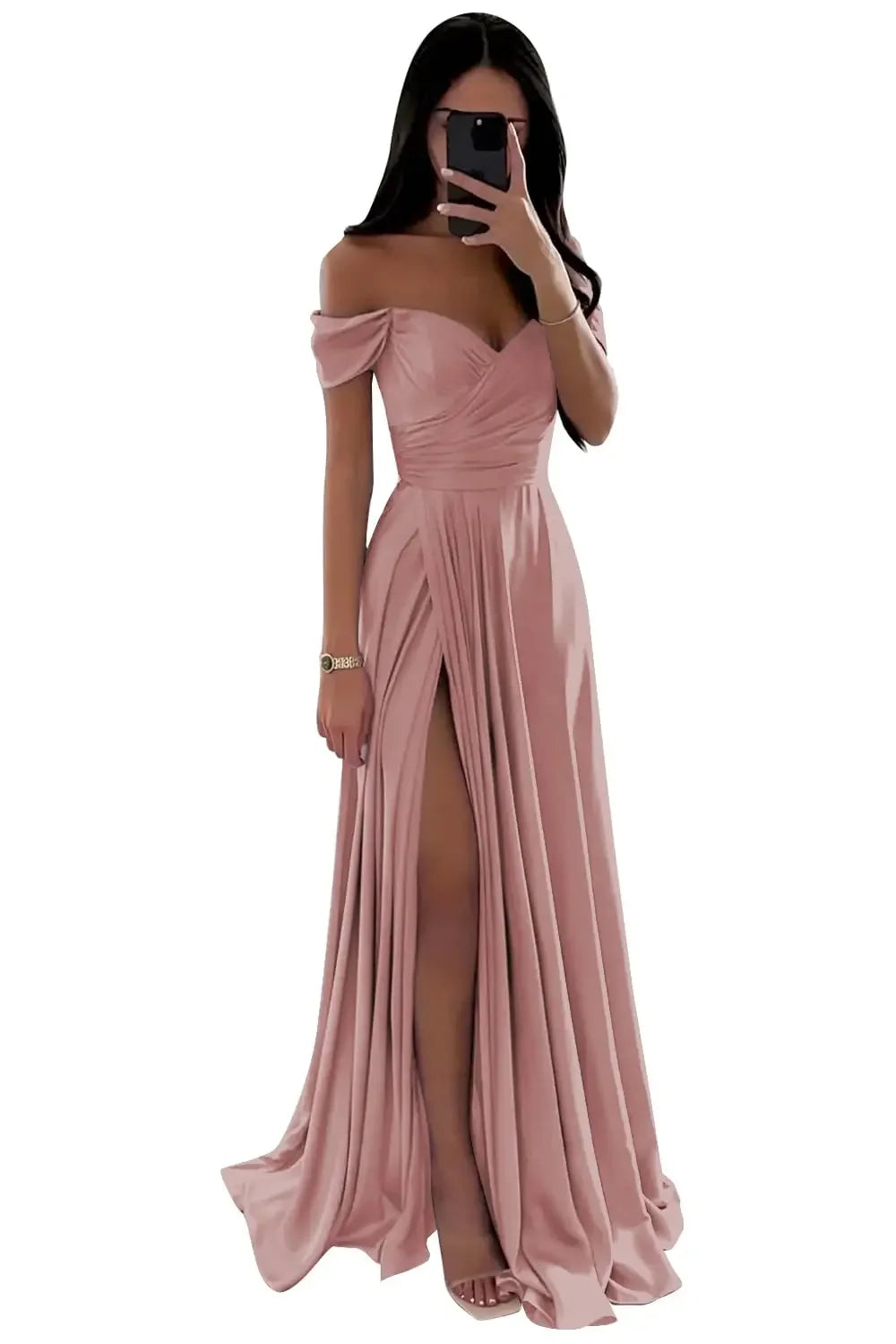 Basking Ridge Off the Shoulder Prom V-neck Backless Party Formal Evening Dress