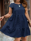 Barcelona Plus Size Elegant Solid Dress Casual Sweet Smock Crew Neck Loose Dresses