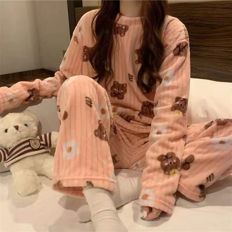 Lia Autumn Winter Plaid O-Neck Pullover Two Piece Sets