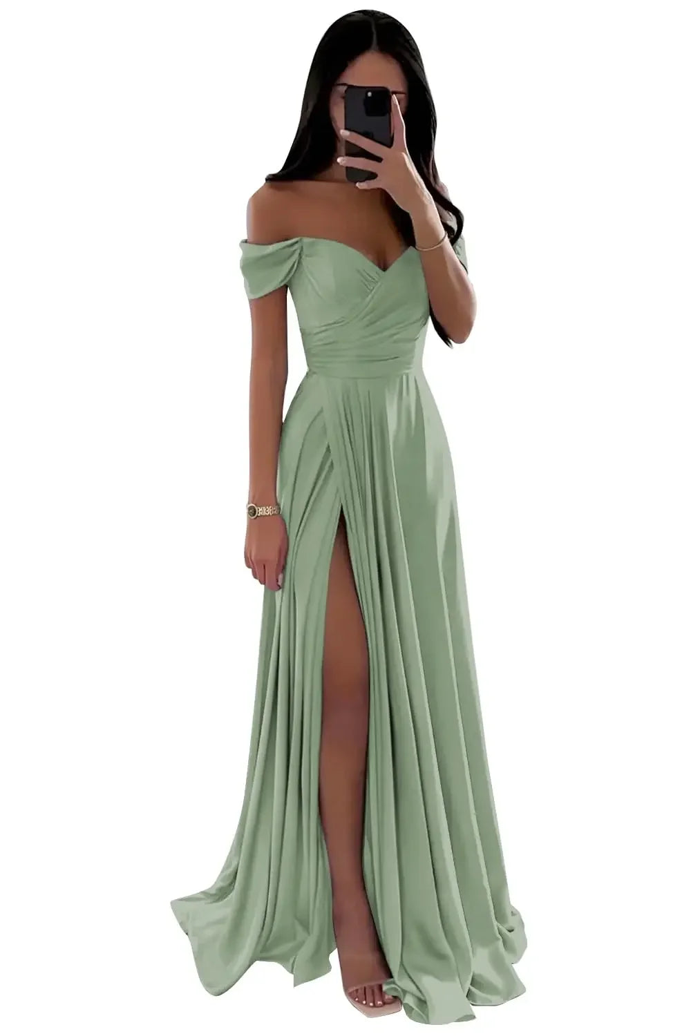 Basking Ridge Off the Shoulder Prom V-neck Backless Party Formal Evening Dress