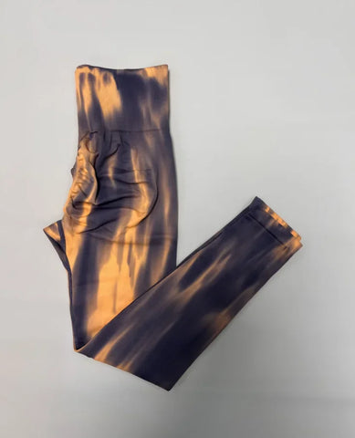 Livington Tie Dye Seamless Leggings Scrunch Fitness High Waist Athletic Yoga Pants