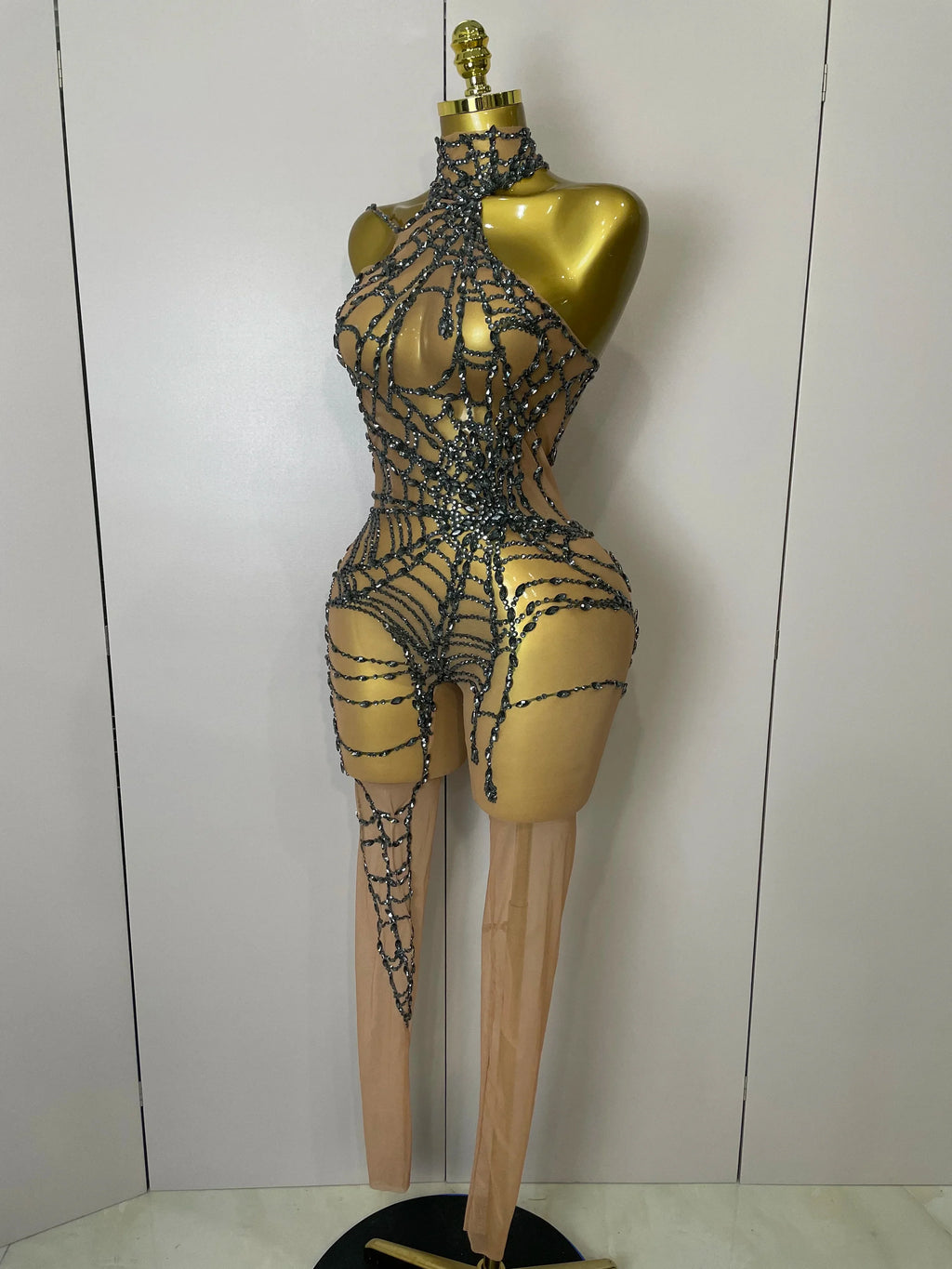 Hamburg Sparkly Diamonds Sexy Mesh Nightclub Clothing Drag Queen Jumpsuit