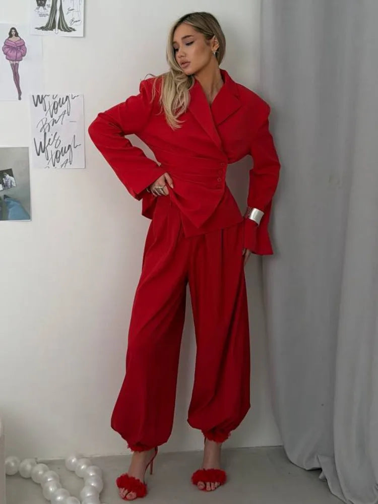 Gabi Cinched Waist Asymmetrical Two Piece Sets