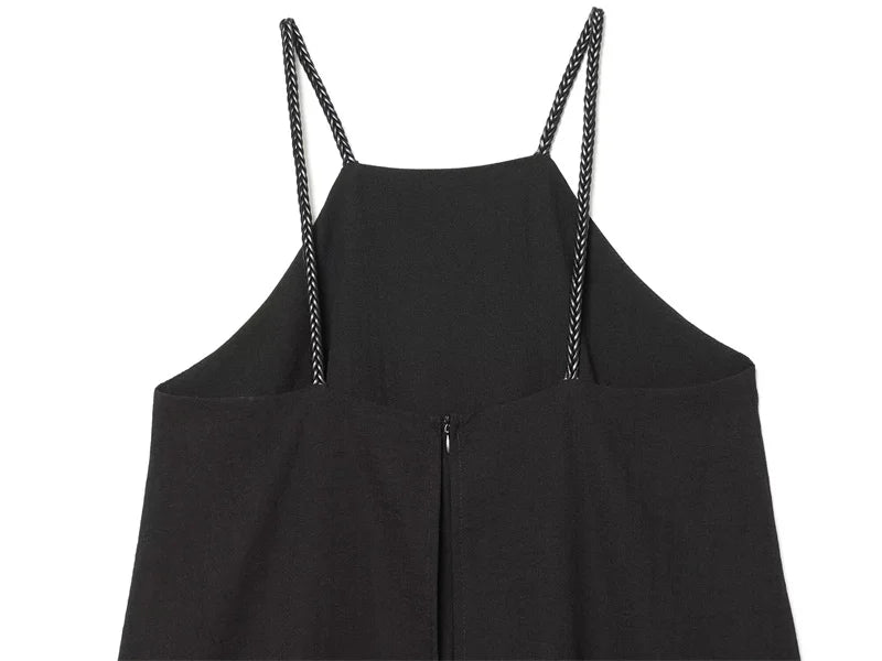 Women's Jumpsuit 2026 Summer New Style Black Strappy Double-Layer Woven Jumpsuit Elegant and Fashionable